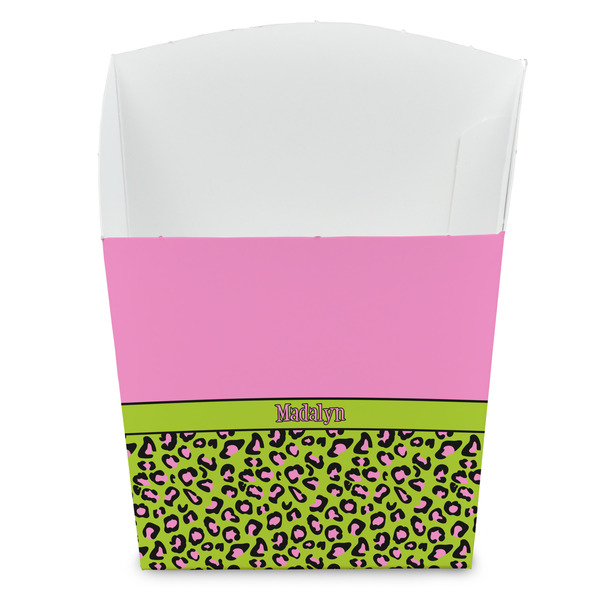 Custom Pink & Lime Green Leopard French Fry Favor Boxes (Personalized)