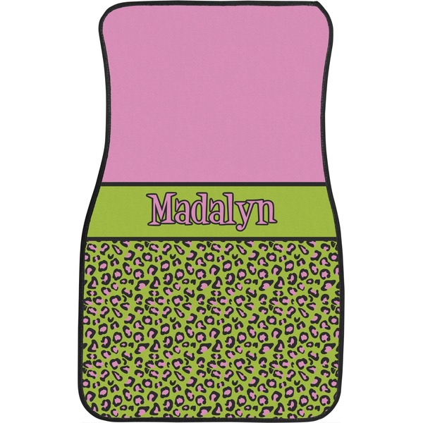 Pink & Lime Green Leopard Front Seat Car Mat