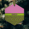 Pink & Lime Green Leopard Frosted Glass Ornament - Hexagon (Lifestyle)