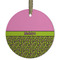 Pink & Lime Green Leopard Frosted Glass Ornament - Round
