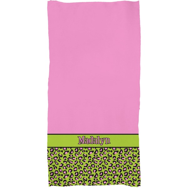 Pink & Lime Green Leopard Full Sized Bath Towel - Apvl