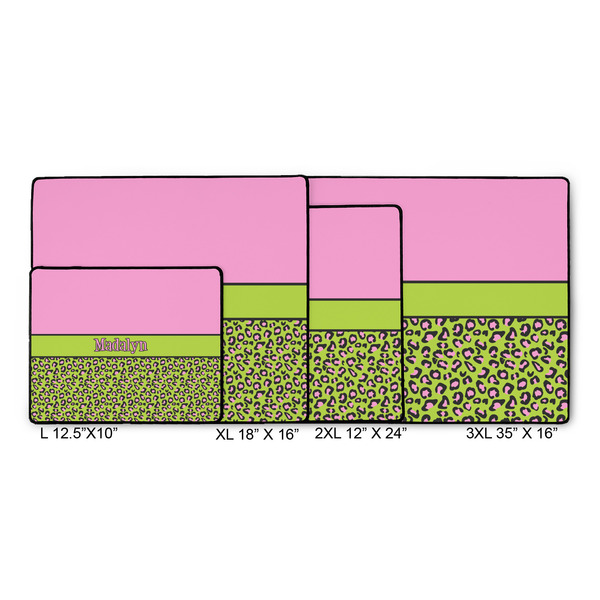 Pink & Lime Green Leopard Gaming Mats - SIZE CHART