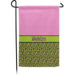 Pink & Lime Green Leopard Small Garden Flag - Single Sided w/ Name or Text