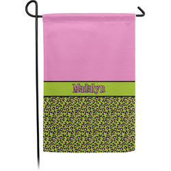 Pink & Lime Green Leopard Garden Flag (Personalized)