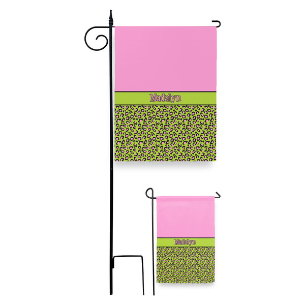 Pink & Lime Green Leopard Garden Flag - PARENT/MAIN