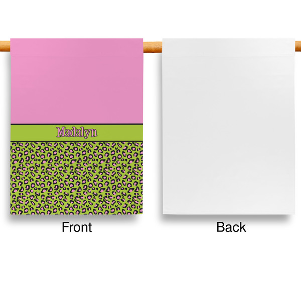 Pink & Lime Green Leopard Garden Flags - Large - Single Sided - APPROVAL