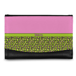 Pink & Lime Green Leopard Genuine Leather Women's Wallet - Small (Personalized)