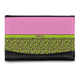 Pink & Lime Green Leopard Genuine Leather Women's Wallet - Small (Personalized)