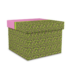Pink & Lime Green Leopard Gift Box with Lid - Canvas Wrapped - Medium (Personalized)