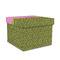 Pink & Lime Green Leopard Gift Boxes with Lid - Canvas Wrapped - Medium - Front/Main