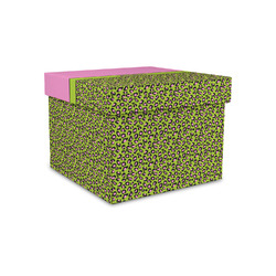 Pink & Lime Green Leopard Gift Box with Lid - Canvas Wrapped - Small (Personalized)