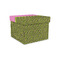 Pink & Lime Green Leopard Gift Boxes with Lid - Canvas Wrapped - Small - Front/Main