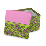 Pink & Lime Green Leopard Gift Box with Lid - Canvas Wrapped (Personalized)