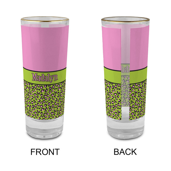 Pink & Lime Green Leopard Glass Shot Glass - 2 oz - Single - APPROVAL
