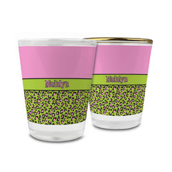 Pink & Lime Green Leopard Glass Shot Glass - 1.5 oz (Personalized)