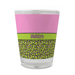 Pink & Lime Green Leopard Glass Shot Glass - 1.5 oz - Set of 4 (Personalized)