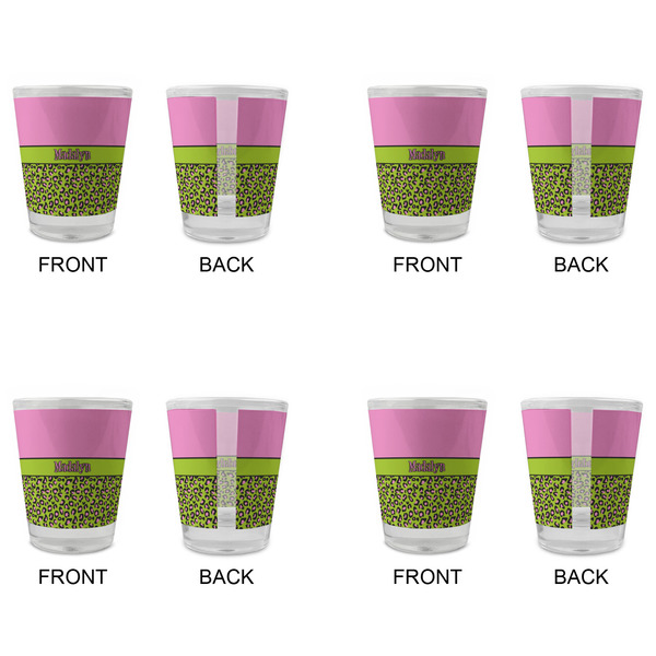 Pink & Lime Green Leopard Glass Shot Glass - Standard - Set of 4 - APPROVAL