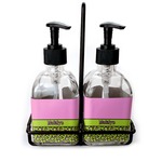 Pink & Lime Green Leopard Glass Soap & Lotion Bottles (Personalized)