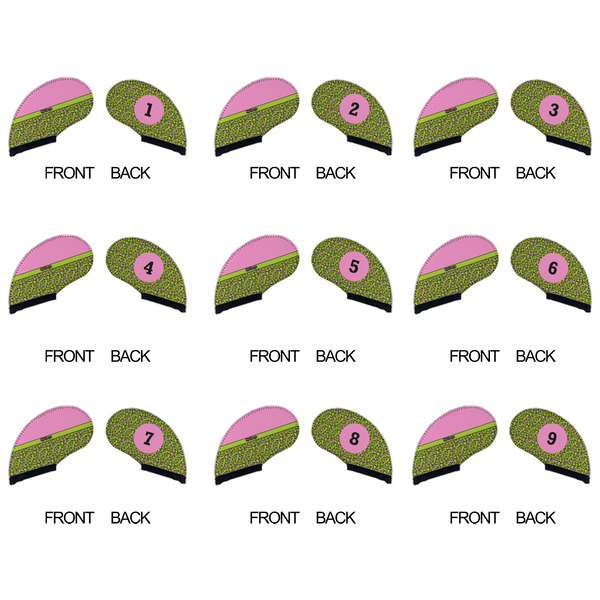 Pink & Lime Green Leopard Golf Club Covers - APPROVAL (set of 9)