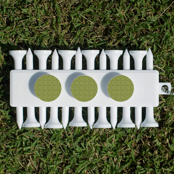 Pink & Lime Green Leopard Golf Tees & Ball Markers Set - Back