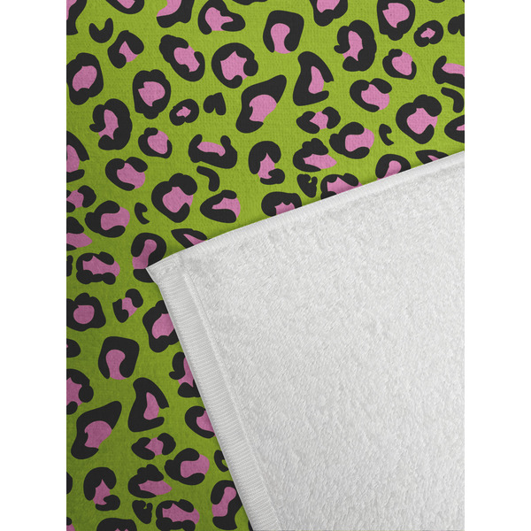 Pink & Lime Green Leopard Golf Towel - Detail
