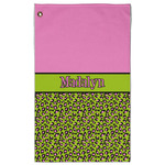 Pink & Lime Green Leopard Golf Towel - Poly-Cotton Blend w/ Name or Text