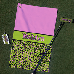 Pink & Lime Green Leopard Golf Towel Gift Set (Personalized)