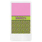 Pink & Lime Green Leopard Guest Napkins - Full Color - Embossed Edge (Personalized)
