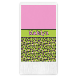 Pink & Lime Green Leopard Guest Napkins - Full Color - Embossed Edge (Personalized)