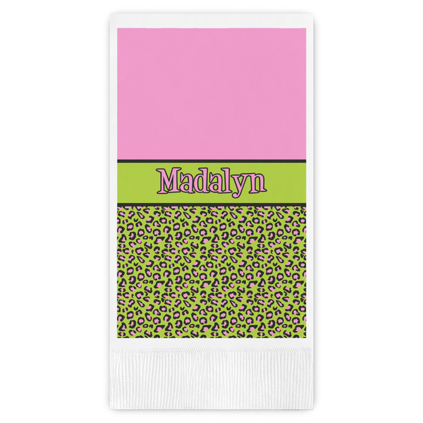 Custom Pink & Lime Green Leopard Guest Paper Towels - Full Color (Personalized)