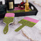 Pink & Lime Green Leopard Hair Brush and Hand Mirror - Bathroom Scene