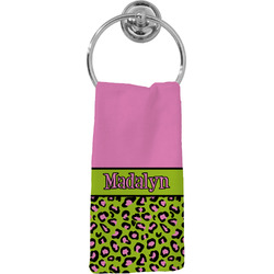 Pink & Lime Green Leopard Hand Towel - Full Print (Personalized)