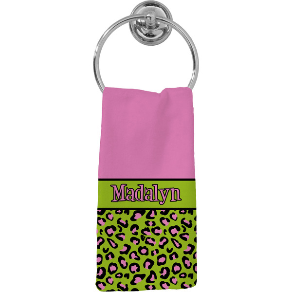 Custom Pink & Lime Green Leopard Hand Towel - Full Print (Personalized)