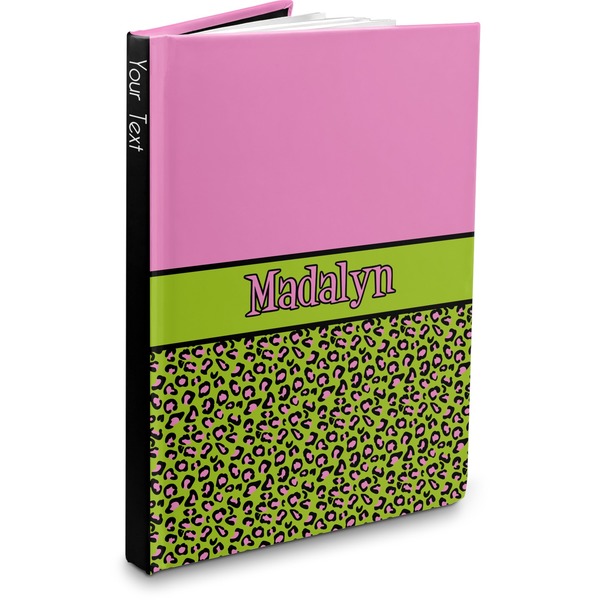 Custom Pink & Lime Green Leopard Hardbound Journal - 5.75" x 8" (Personalized)