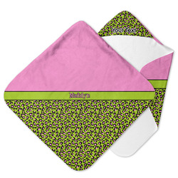 Pink & Lime Green Leopard Hooded Baby Towel (Personalized)
