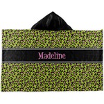 Pink & Lime Green Leopard Kids Hooded Towel (Personalized)