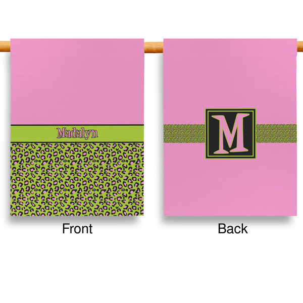 Pink & Lime Green Leopard House Flags - Double Sided - APPROVAL