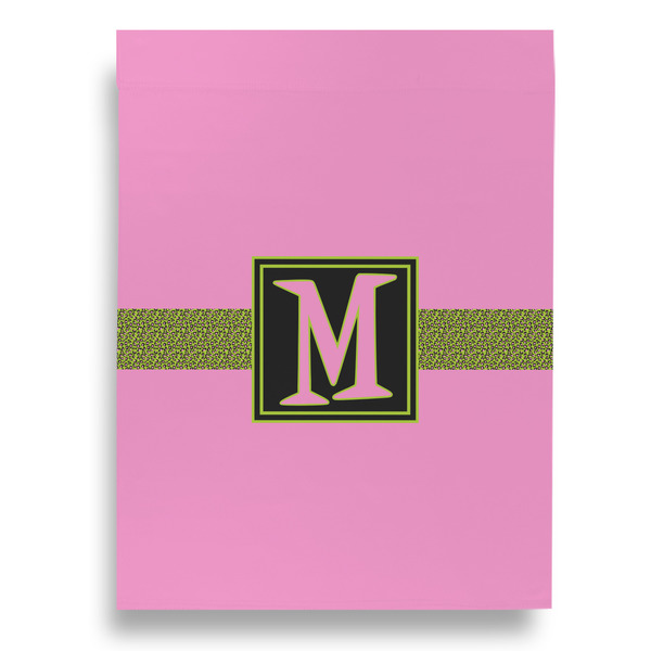 Pink & Lime Green Leopard House Flags - Double Sided - BACK