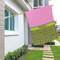 Pink & Lime Green Leopard House Flags - Double Sided - LIFESTYLE