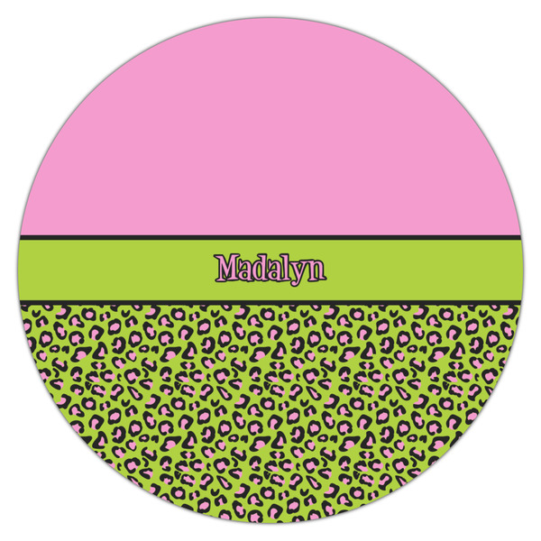 Pink & Lime Green Leopard Icing Circle - Large - Single