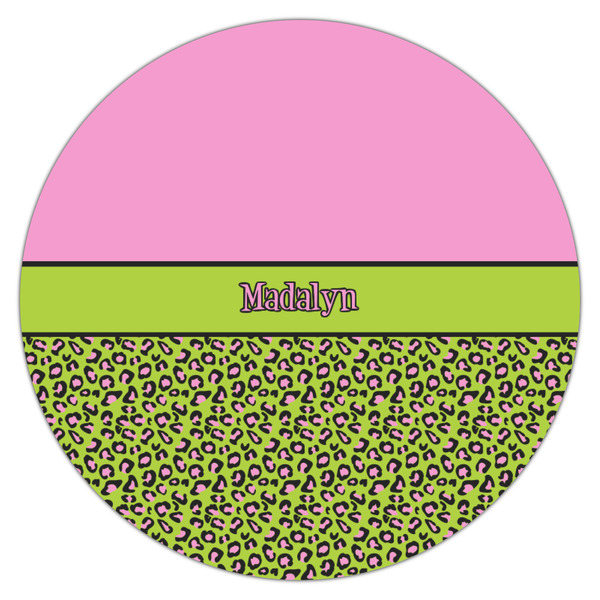Pink & Lime Green Leopard Icing Circle - Medium - Single