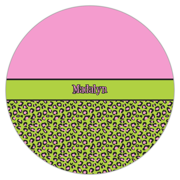 Pink & Lime Green Leopard Icing Circle - Small - Single