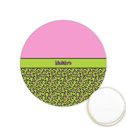 Pink & Lime Green Leopard Printed Cookie Topper - 1.25" (Personalized)