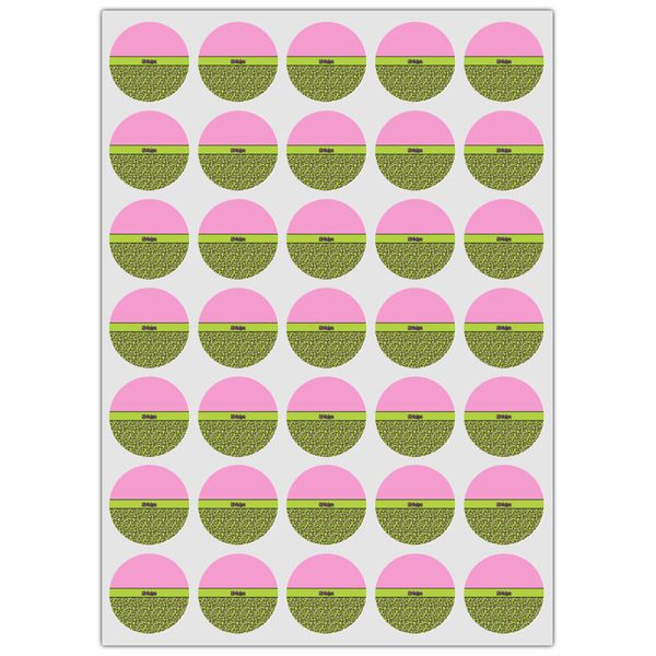 Pink & Lime Green Leopard Icing Circle - XSmall - Set of 35