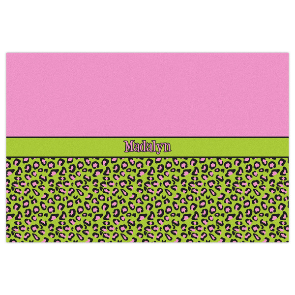 Pink & Lime Green Leopard Indoor / Outdoor Rug - 2'x3' - Front Flat