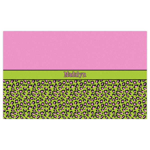 Pink & Lime Green Leopard Indoor / Outdoor Rug - 3'x5' - Front Flat