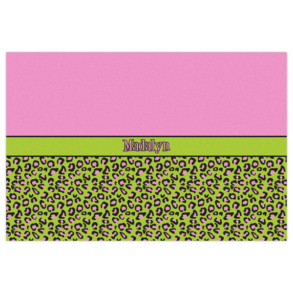 Pink & Lime Green Leopard Indoor / Outdoor Rug - 4'x6' - Front Flat