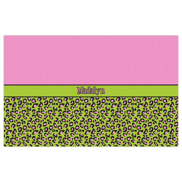 Pink & Lime Green Leopard Indoor / Outdoor Rug - 5'x8' - Front Flat