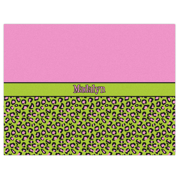 Pink & Lime Green Leopard Indoor / Outdoor Rug - 6'x8' - Front Flat