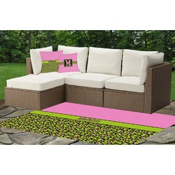 Pink & Lime Green Leopard Indoor / Outdoor Rug - Custom Size w/ Name or Text